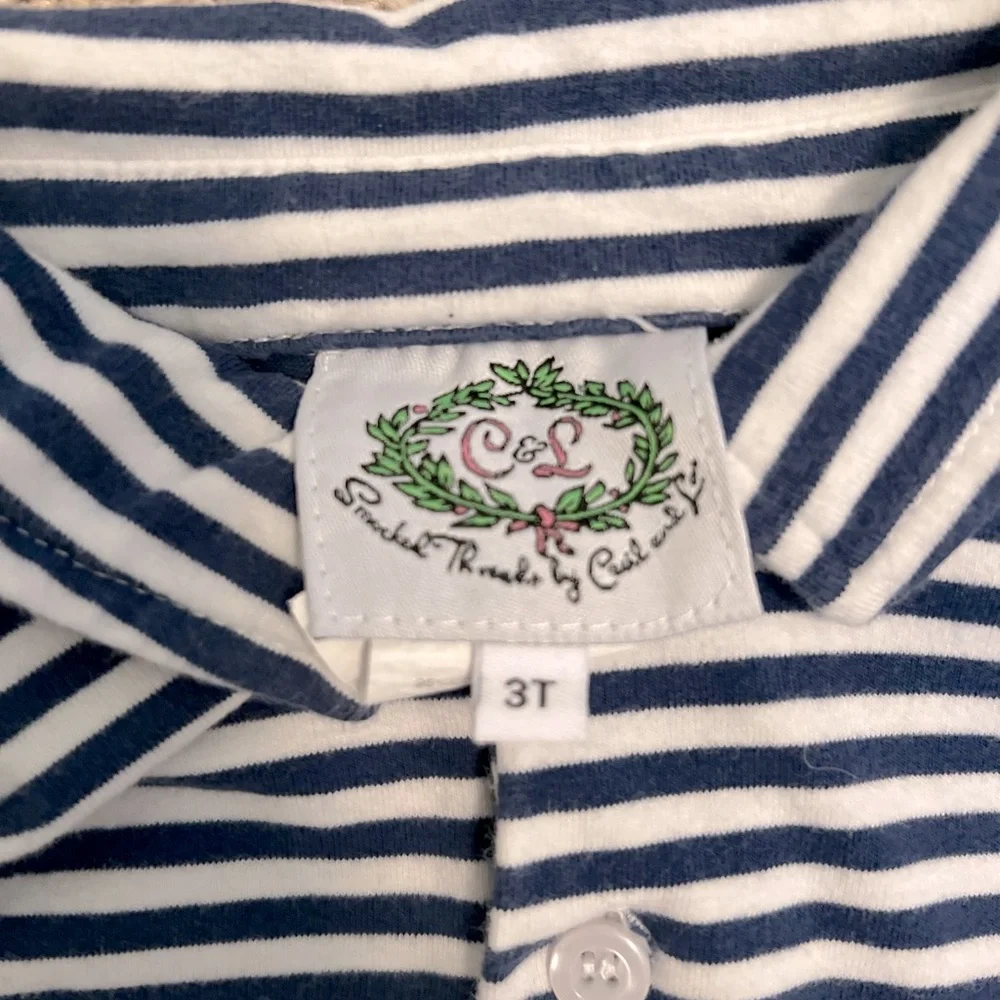 Cecil and Lou 3T navy blue stripe polo - Picture 2 of 3